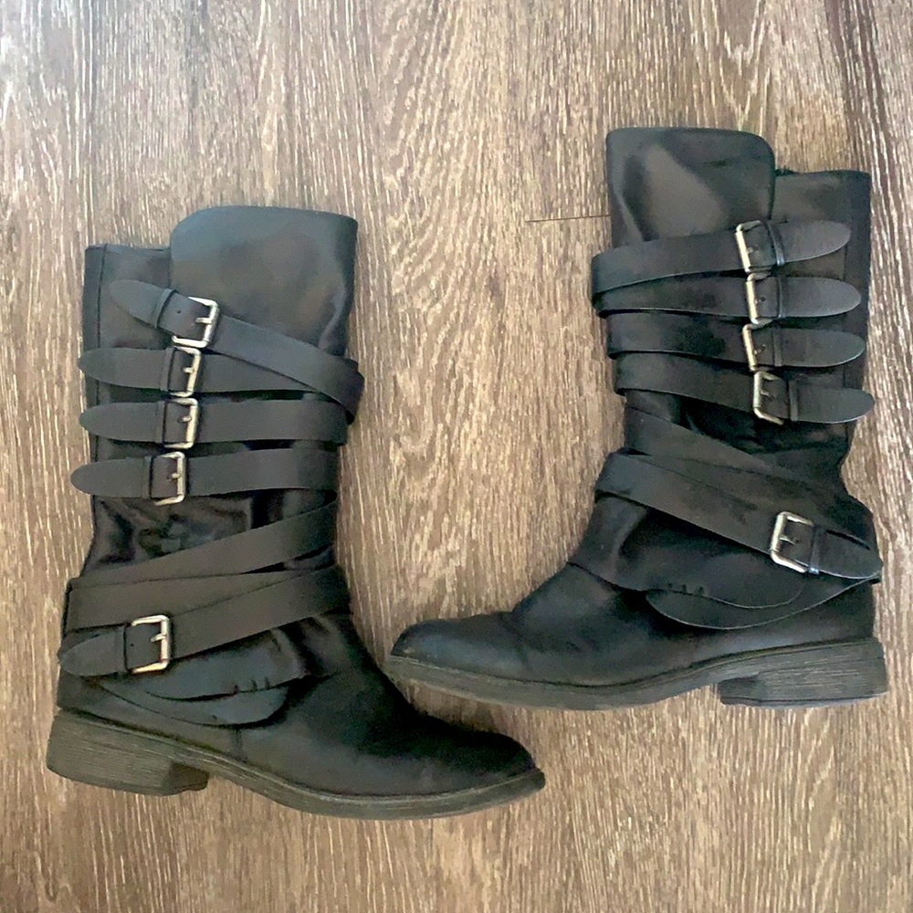 Black Moto Boots 8.5